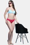 PrettyCat Lightly Padded UnderWired Sexy Plunge Bra With Pearls Strap - Light Blue — thumbnail 4